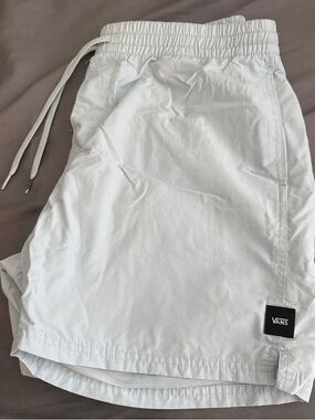 Vans White Athletic Drawstring Shorts with Logo Patch